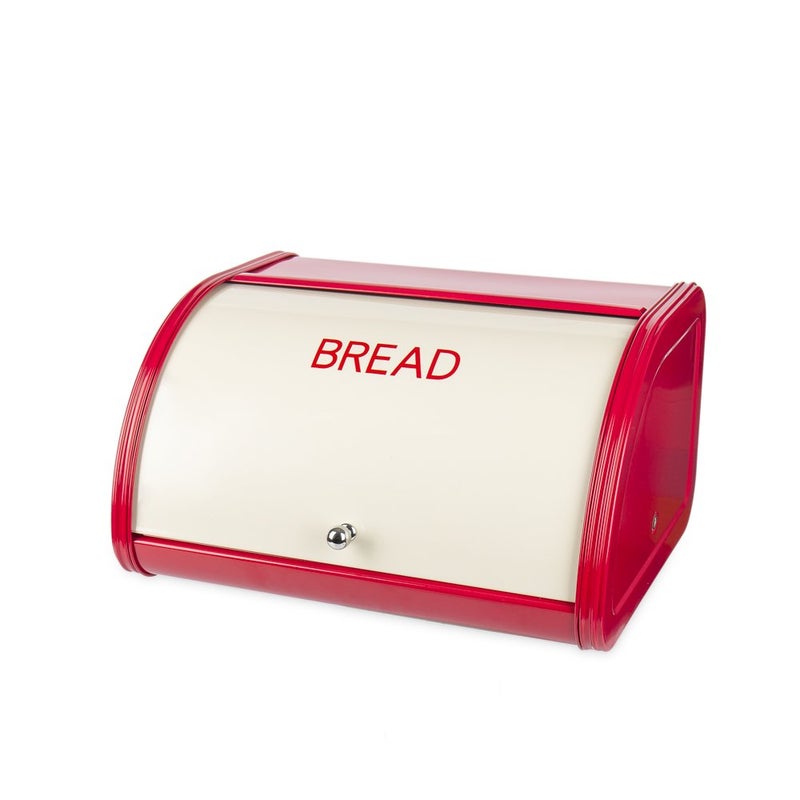 KL X458 Metal Bread Box/Bin/kitchen Storage Containers with Roll Top Lid (red) - Image 1